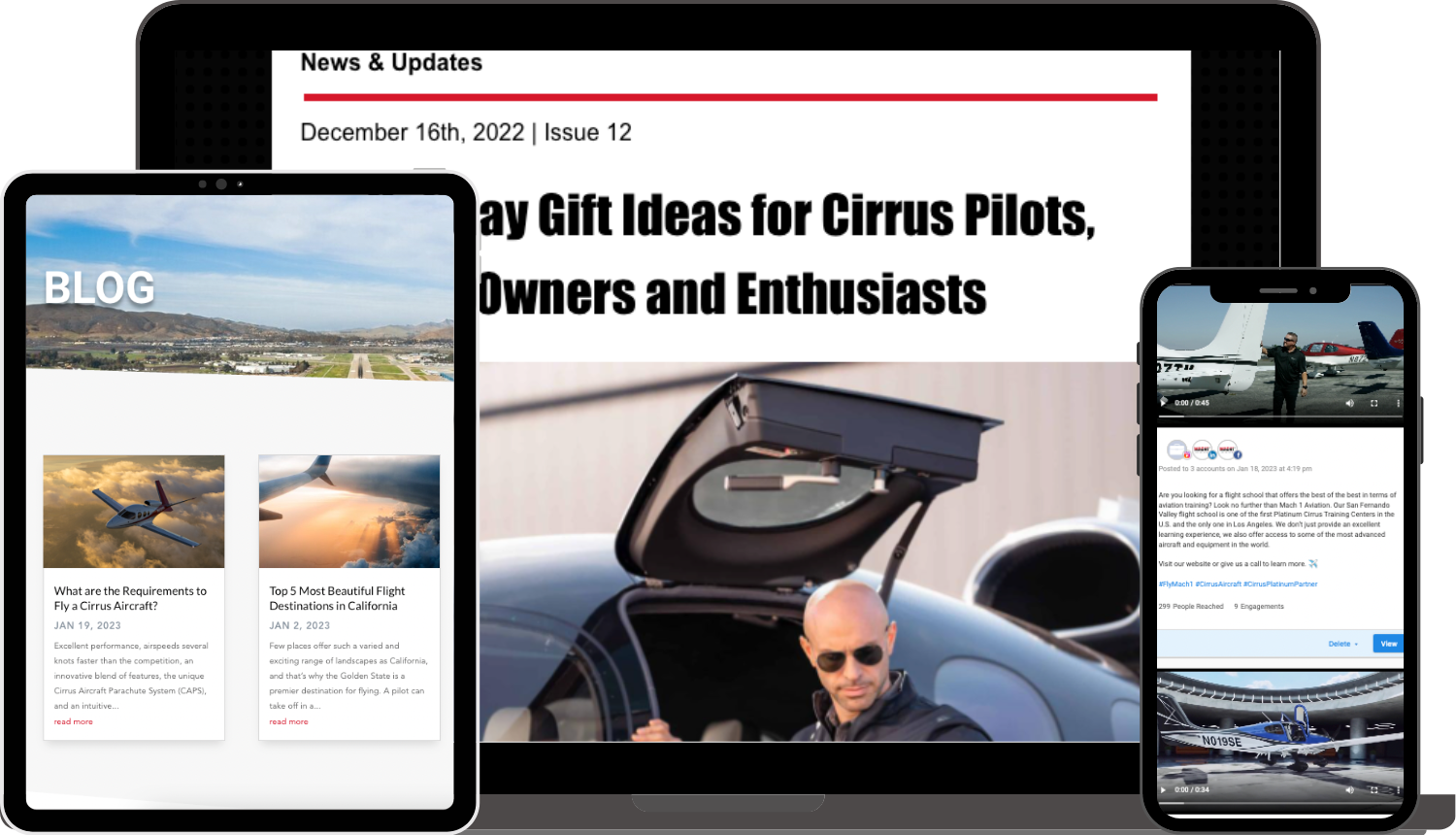 blog example for computer, mobile, and tablet