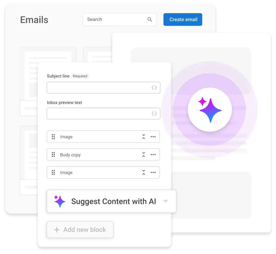 AI tool generating customized email templates for brand communication